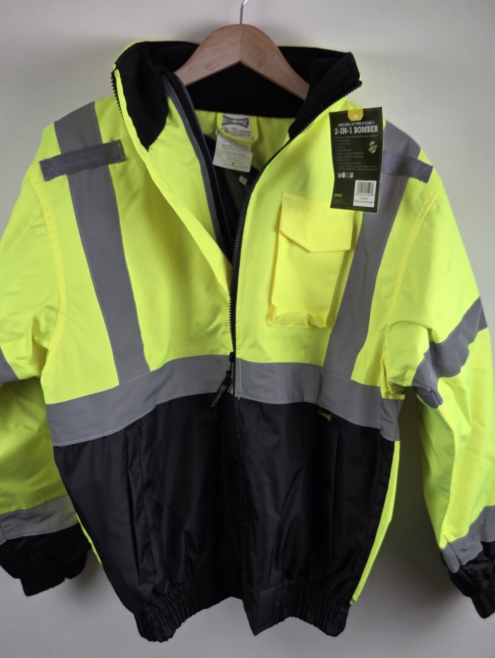Occunomix Hi Vis Jacket Mens Small Multicolor Full Zip Hooded  Reflective